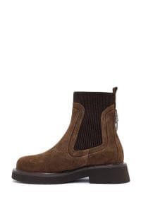 بوت چرم چرم قهوه ای مایل به زرد زنانه چلسی دری مد