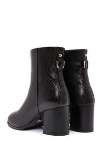 بوت چرمی مشکی زنانه پاشنه ضخیم زیپ دار دری مد