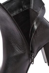 بوت چرمی مشکی زنانه پاشنه ضخیم زیپ دار دری مد