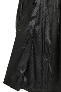 ترنچ کت چرمی زنانه مشکی یقه خزدار کمربنددار Jenny دری مد