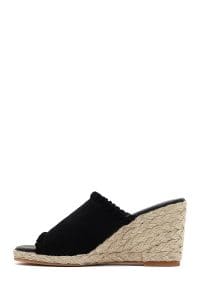 دمپایی اسپرت زنانه چرم جیر مشکی پاشنه بلند راحتی دری مد