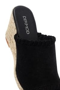 دمپایی اسپرت زنانه چرم جیر مشکی پاشنه بلند راحتی دری مد