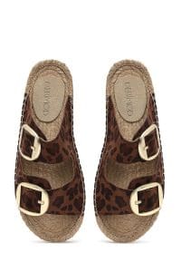 دمپایی اسپرت زنانه چرم جیر پلنگی سگک‌دار دری مد