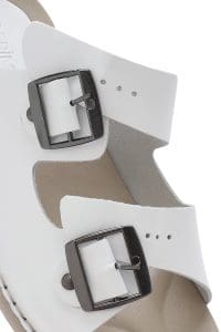 دمپایی راحتی زنانه چرم سفید دو سگکه دری مد