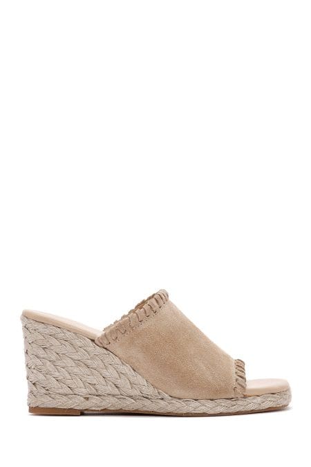 دمپایی زنانه اسپادریل جیر بژ با پاشنه لژدار دری مد