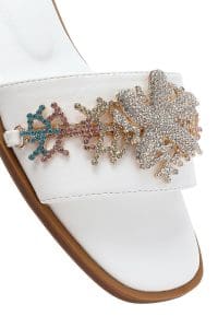 دمپایی زنانه سفید نگین‌دار دری مد