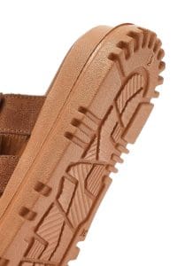 دمپایی زنانه چرم جیر قهوه‌ای ضخیم‌تنه دری مد