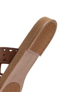 دمپایی زنانه چرمی قهوه‌ای روشن دری مد