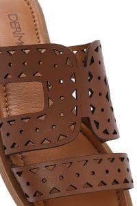 دمپایی زنانه چرمی قهوه‌ای روشن دری مد