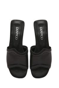 دمپایی زنانه چرمی مشکی دری مد