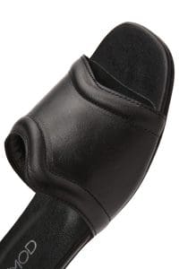 دمپایی زنانه چرمی مشکی دری مد