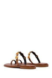 دمپایی لاانگشتی زنانه چرم قهوه‌ای نگین‌دار دری مد