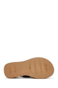 صندل زنانه برنزی راحتی چرم براق کف ضخیم دری مد