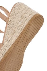 صندل زنانه بژ بنددار پاشنه لژ کنفی دری مد