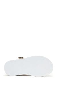 صندل زنانه بژ بندی چرمی دری مد