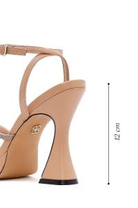 صندل زنانه بژ پاشنه‌ضخیم بلند بنددار مجلسی دری مد