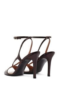 صندل زنانه زرشکی چرم پاشنه‌نازک بلند بنددار دری مد