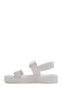 صندل زنانه سفید با زیره ضخیم دری مد