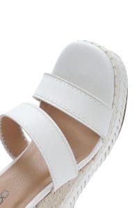 صندل زنانه سفید بنددار پاشنه لژ کنفی دری مد