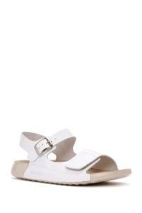 صندل زنانه سفید بندی چرمی راحتی دری مد