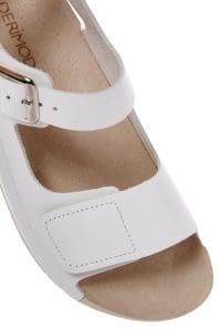 صندل زنانه سفید بندی چرمی راحتی دری مد