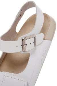 صندل زنانه سفید بندی چرمی راحتی دری مد