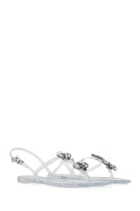 صندل زنانه شفاف ژله‌ای پشت‌باز نگین‌دار دری مد