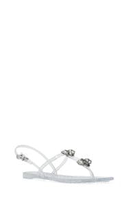 صندل زنانه شفاف ژله‌ای پشت‌باز نگین‌دار دری مد