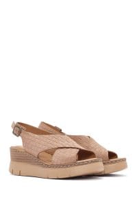 صندل زنانه صورتی جیر لژدار بنددار راحتی دری مد