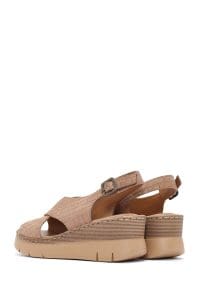 صندل زنانه صورتی جیر لژدار بنددار راحتی دری مد