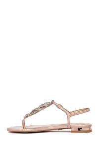 صندل زنانه صورتی نگین‌دار انگشتی دری مد