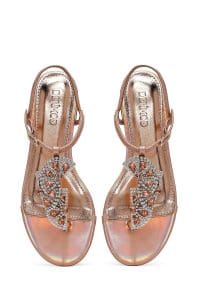 صندل زنانه صورتی نگین‌دار انگشتی دری مد