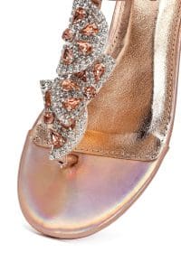 صندل زنانه صورتی نگین‌دار انگشتی دری مد