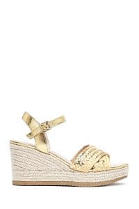 صندل زنانه طلایی بافت‌دار بنددار لژدار اسپادریل دری مد