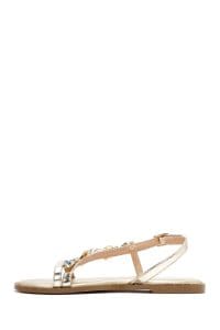 صندل زنانه طلایی بنددار نگین‌دار سگک‌دار دری مد