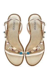 صندل زنانه طلایی بنددار نگین‌دار سگک‌دار دری مد