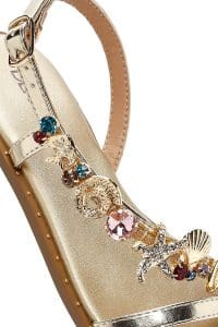 صندل زنانه طلایی بنددار نگین‌دار سگک‌دار دری مد