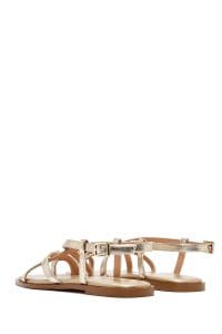 صندل زنانه طلایی لای‌انگشتی متالیک دری مد