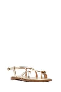 صندل زنانه طلایی لای‌انگشتی متالیک دری مد