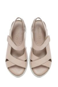 صندل زنانه طوسی چرم بندی راحتی دری مد