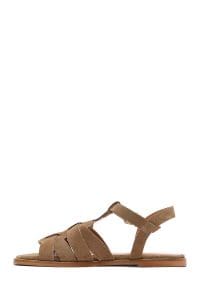 صندل زنانه طوسی چرم و جیر بنددار دری مد