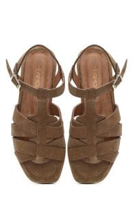 صندل زنانه طوسی چرم و جیر بنددار دری مد