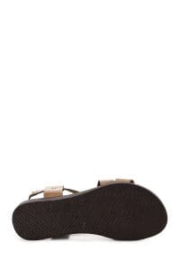 صندل زنانه عسلی چرمی بودروم دری مد