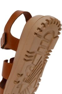 صندل زنانه عسلی چرمی راحتی دری مد