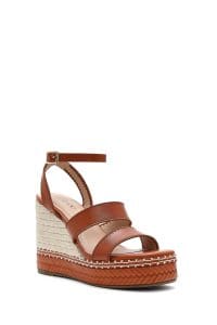 صندل زنانه قهوه‌ای بنددار پاشنه لژ کنفی دری مد