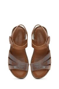 صندل زنانه قهوه‌ای روشن چرم بندی راحتی دری مد