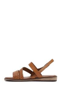 صندل زنانه قهوه‌ای روشن چرم بودروم دری مد