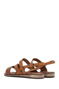 صندل زنانه قهوه‌ای روشن چرم بودروم دری مد