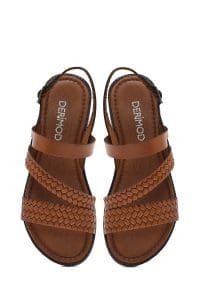 صندل زنانه قهوه‌ای روشن چرم بودروم دری مد