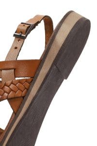 صندل زنانه قهوه‌ای روشن چرم بودروم دری مد